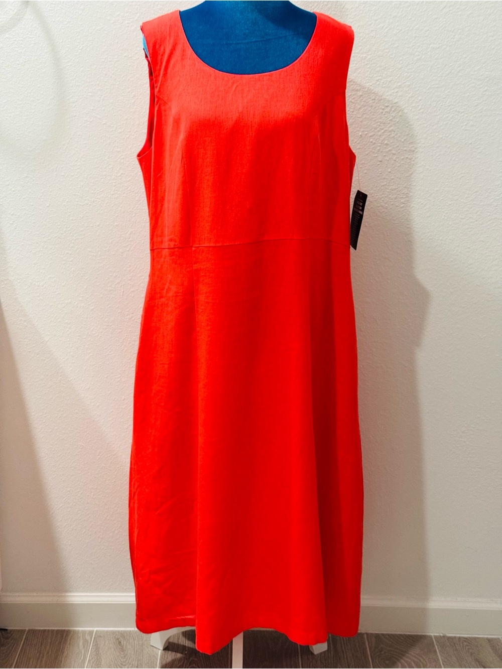 London Fog Bright Red Sleeveless A-Line Dress W/21 inch,length 45 inch